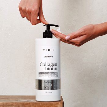 Фото Восстанавливающий бальзам-ополаскиватель для волос с коллагеном и биотином, 1000 мл 4