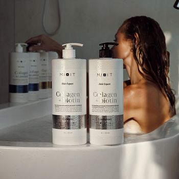 Фото Восстанавливающий бальзам-ополаскиватель для волос с коллагеном и биотином, 1000 мл 7