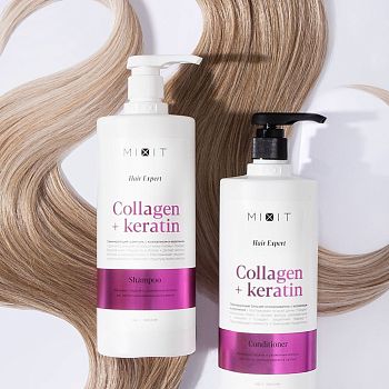 Фото Ламинирующий бальзам-ополаскиватель для волос с коллагеном и кератином, 1000 мл 5