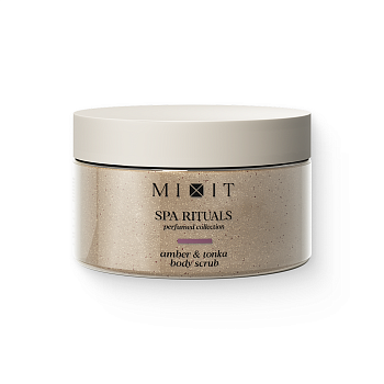 Фото Сахарно-солевой скраб для тела с ароматом амбры и бобов тонка, 300 г 2